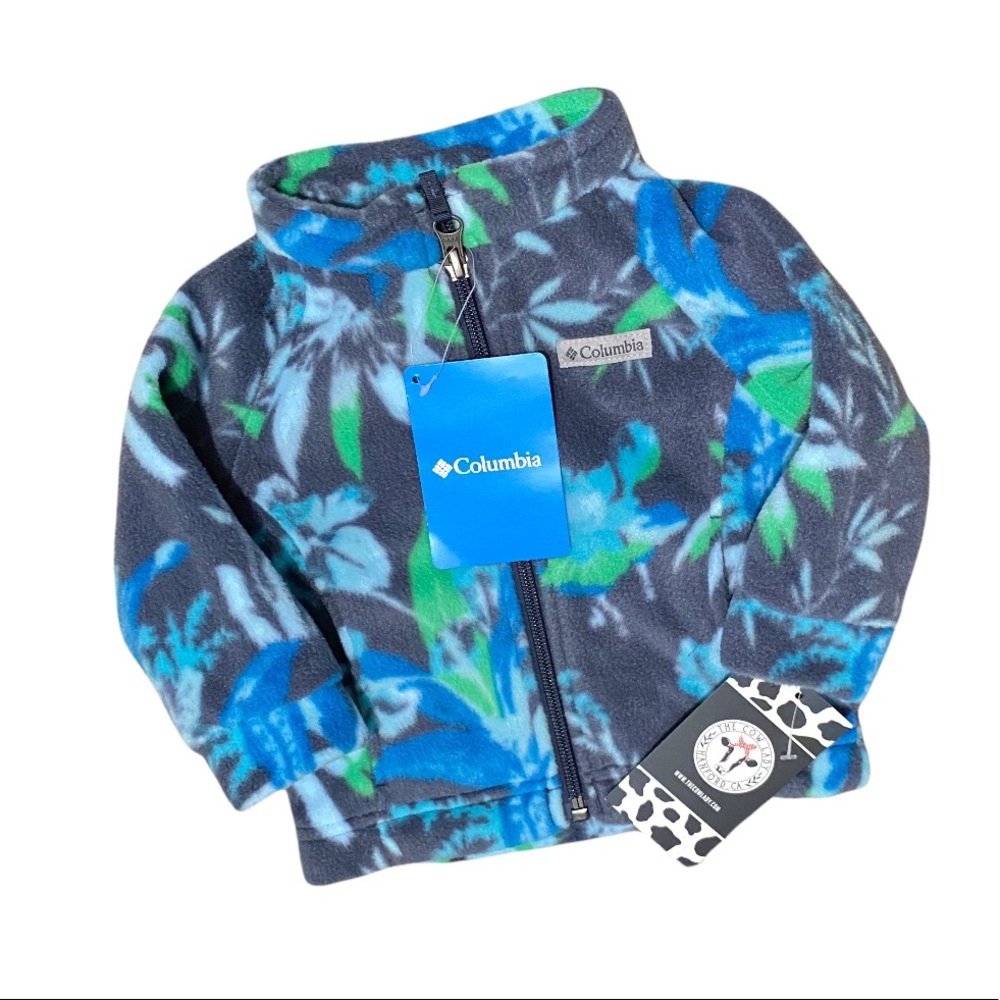 Girls Columbia Jacket Spring Magnolia Floral NWT Blue Tropical Fleece Coat NWT - Picture 4 of 4